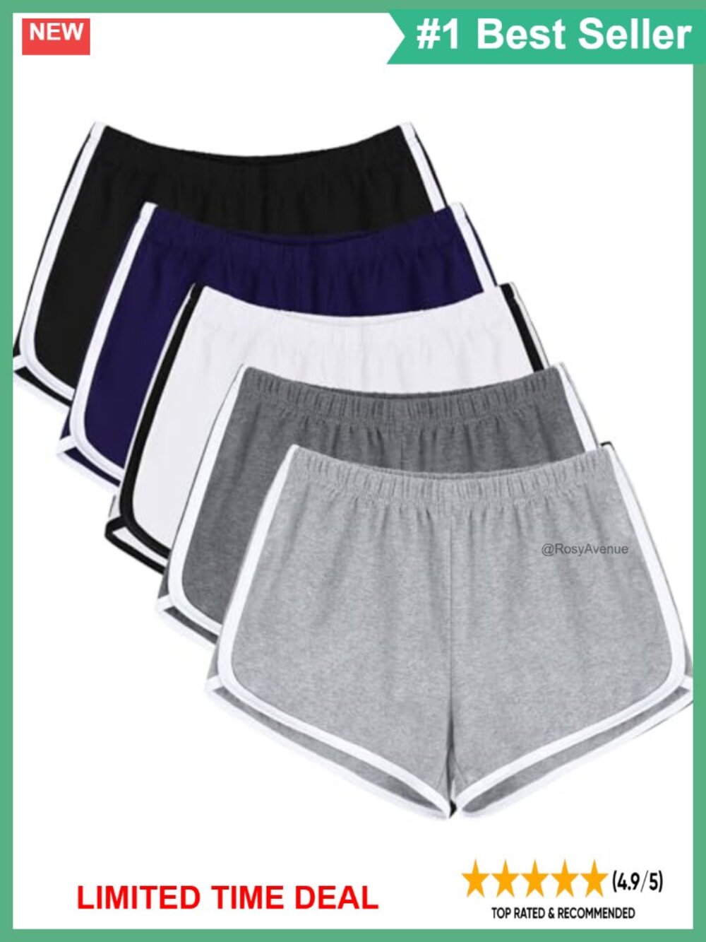 Women's 5 Pack Cotton Dolphin Shorts Comfy Lounge Athletic Gym Yoga Running